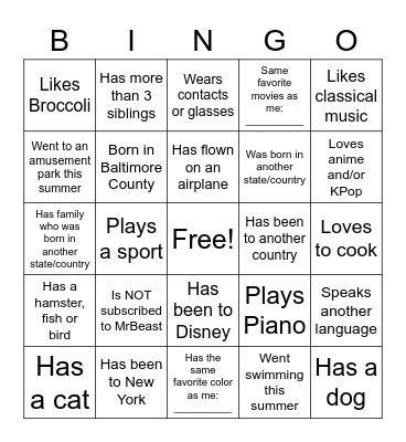 Who Dat? Chorus Bingo Card