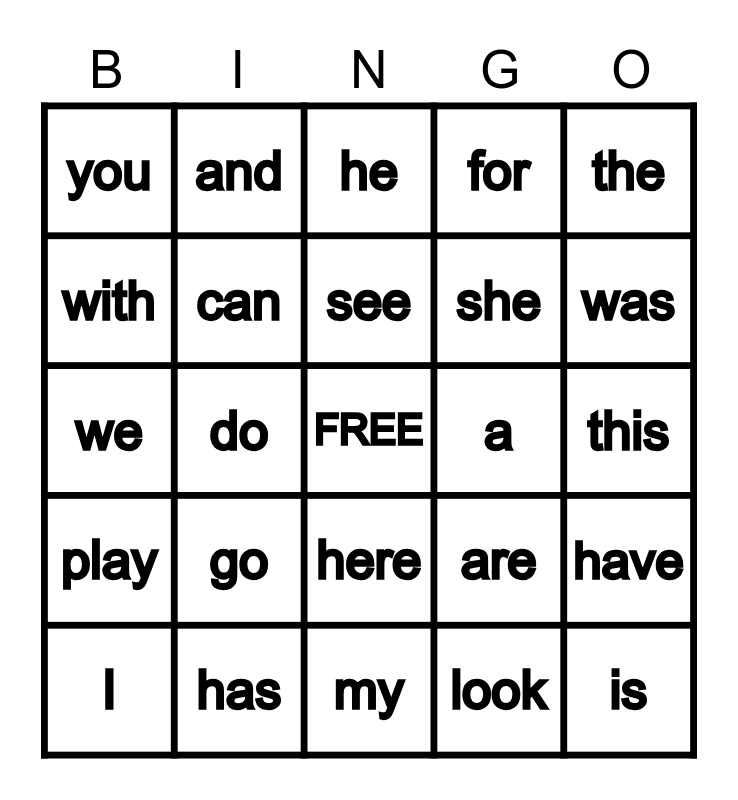 sight-word-review-bingoi-bingo-card