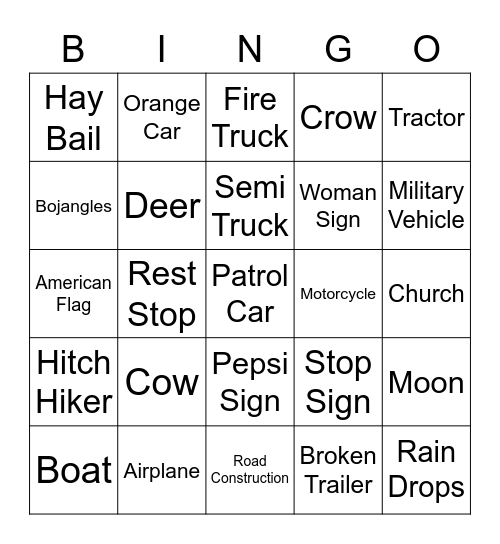 Florida Trip Bingo Card