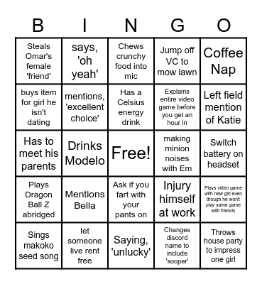 Mario Bingo Card