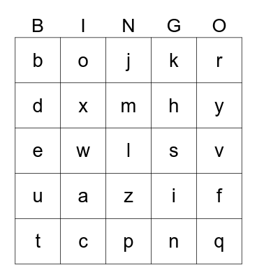 Alphabet! Bingo Card