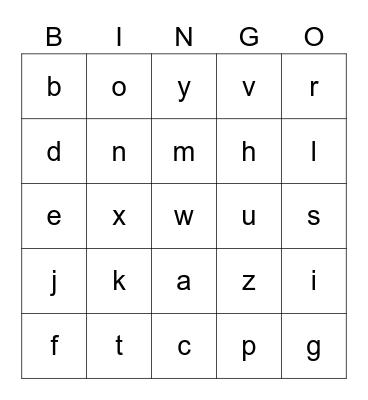 Alphabet! Bingo Card