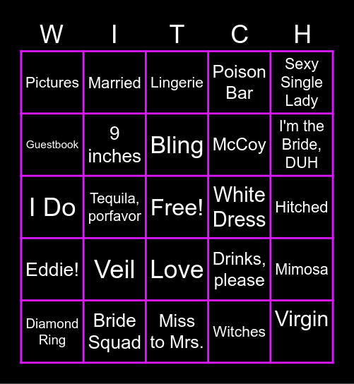 Alicia's the WITCH To Be Bingo Card