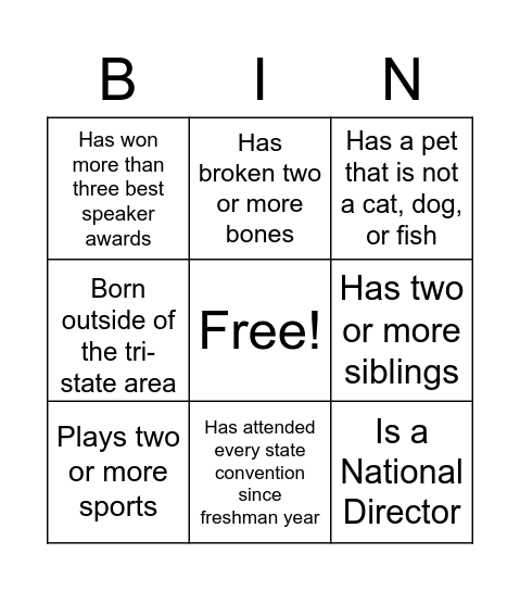 Cab Con Bingo! Bingo Card