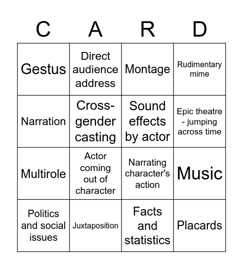 Brecht Bingo - learn your vocab Bingo Card