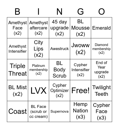 Untitled Bingo Card
