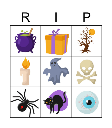 Halloween Picture Bingo Card