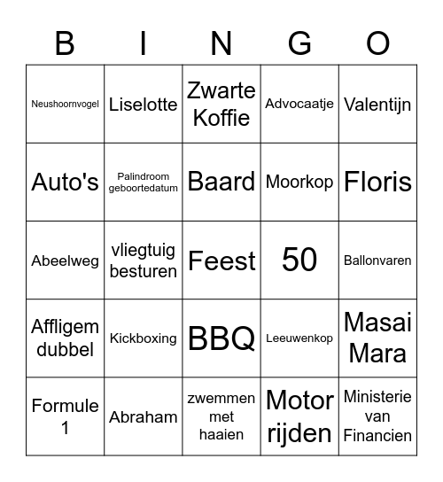 Peter 50 jaar! Bingo Card