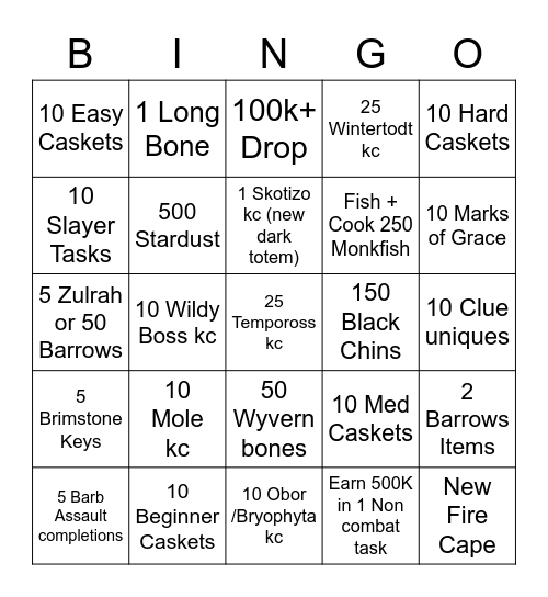 OSRS Bingo Card