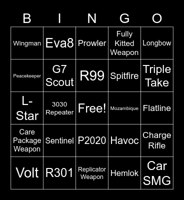 Apec Weapon Bingo Card