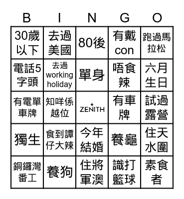 Get to know each other!! Bingo Card