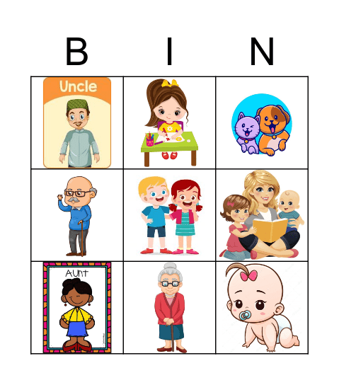 Family Members Bingo Card