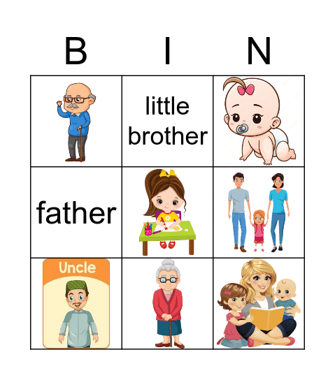 Family Members Bingo Card