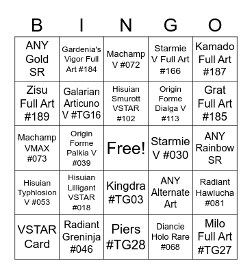 ASTRAL RADIANCE BINGO Card