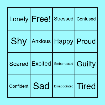 Feelings Bingo Card