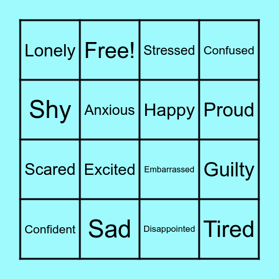 Feelings Bingo Card