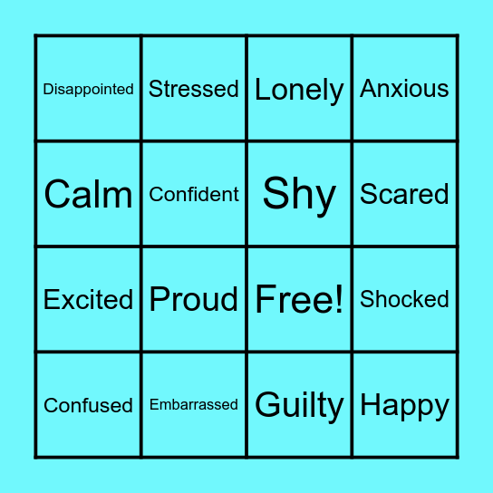 Feelings Bingo Card