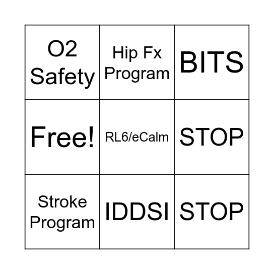 SLP Skills Fair Bingo Card