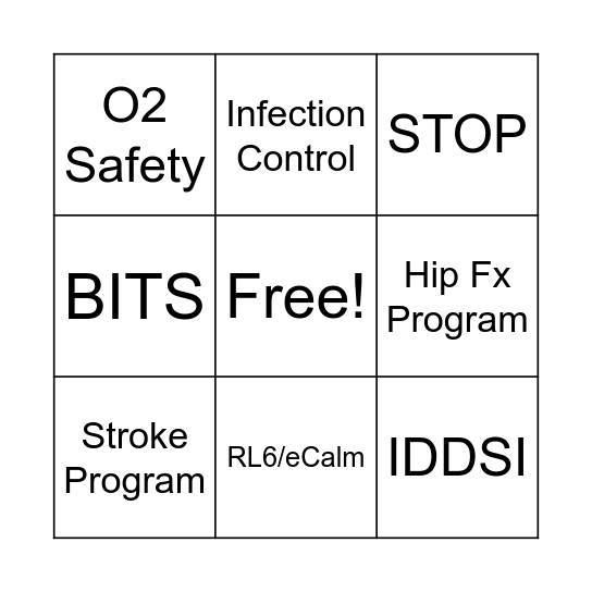 SLP Skills Fair Bingo Card