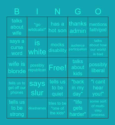 assembly Bingo Card