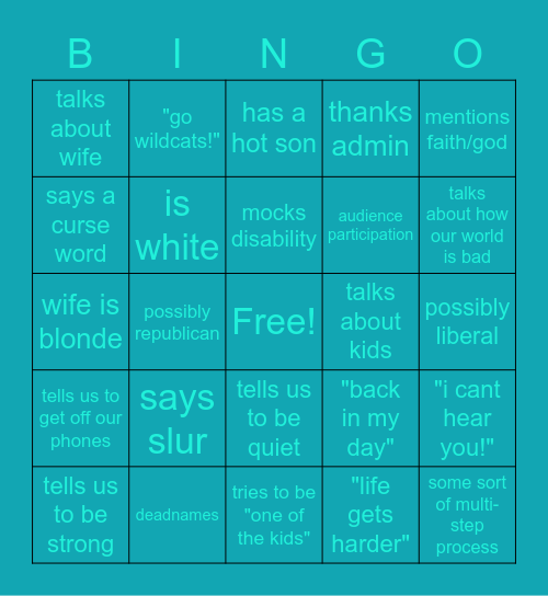 assembly Bingo Card