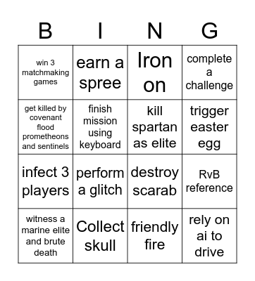 Halo Bingo Card