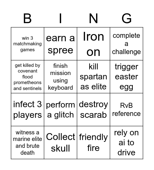 Halo Bingo Card