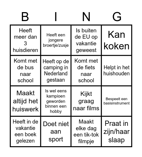 Yuverta Naarden kennismakingsbingo!! Bingo Card