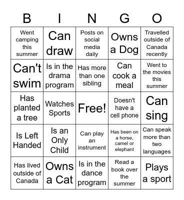 Find someone who... Bingo Card