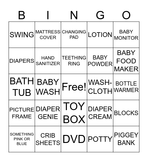 BABY BINGO Card