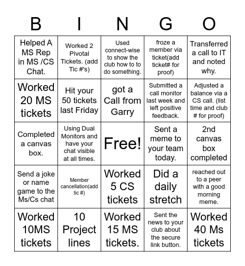 CS Bingo Card