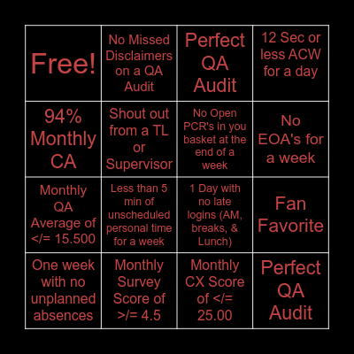 September Bingo Contest Bingo Card