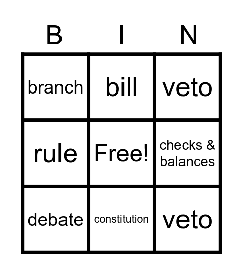 Government in Action Bingo Card