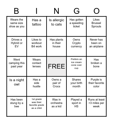 FIND SOMEONE WHO.... Bingo Card