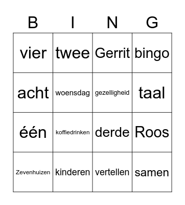 kennismakingsbingo juf Roos en groep 6a Bingo Card