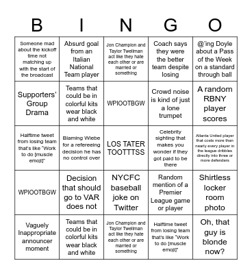 Backheeled MLS Bingo Card