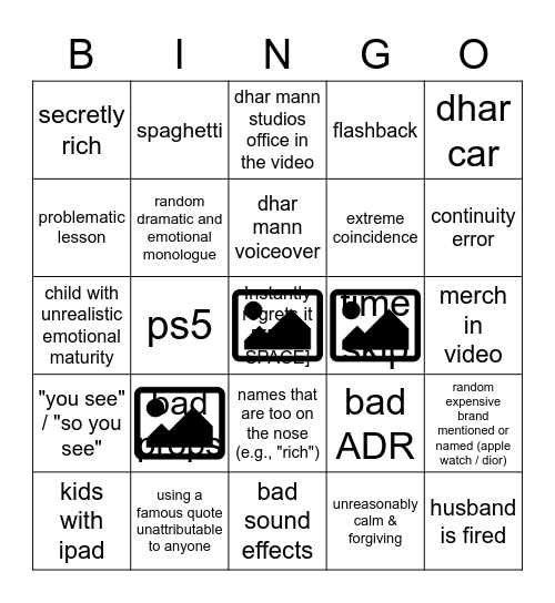 Dhar Mann Bingo v2 Bingo Card