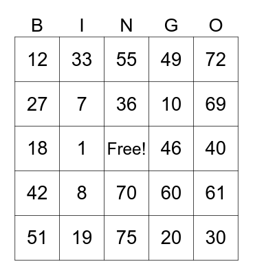 CHENGYANG BINGO Card
