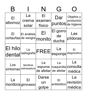 Spanish 3 Chapter 4 Bingo C Bingo Card