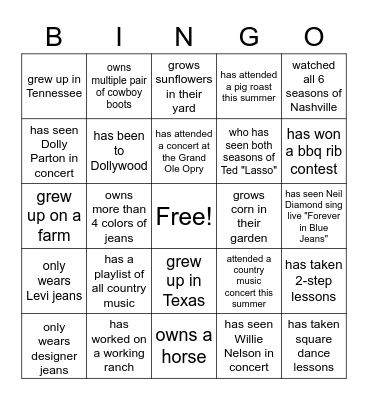 FIND SOMEONE WHO.... Bingo Card