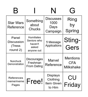 Dr. White Bingo Card