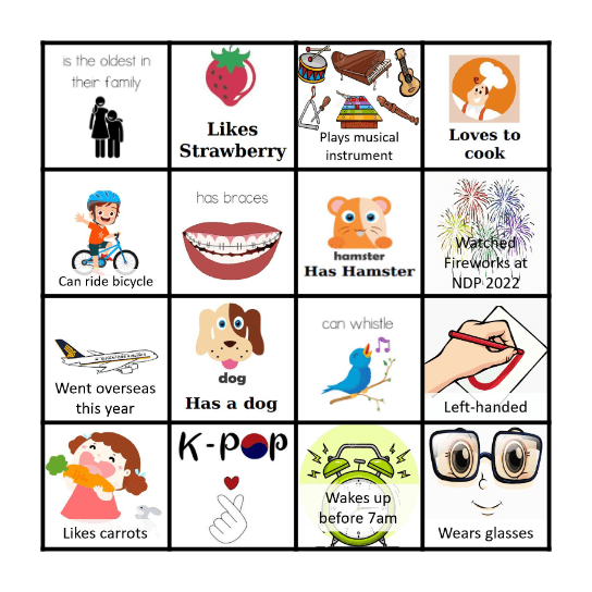 BINGO! Find someone who... Bingo Card