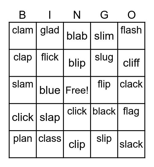 "L" Blends Bingo Card