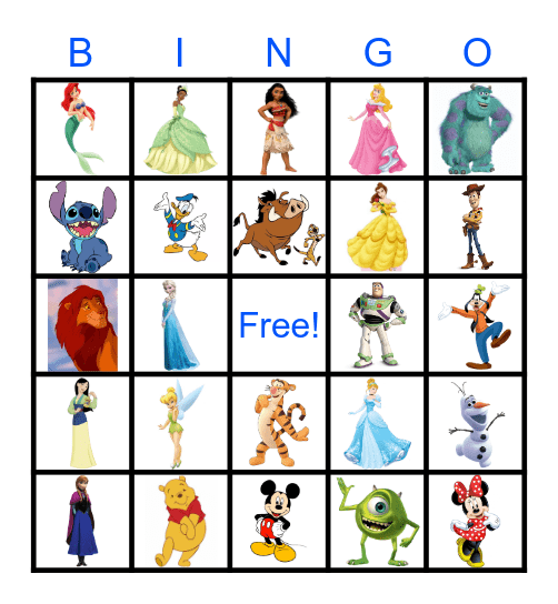 Disney Bingo Card