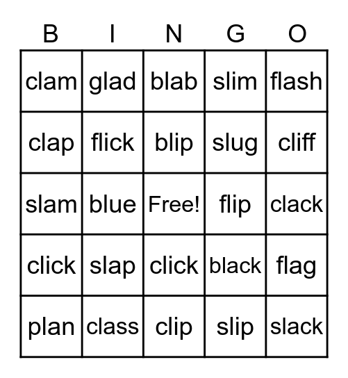 "L" Blends Bingo Card
