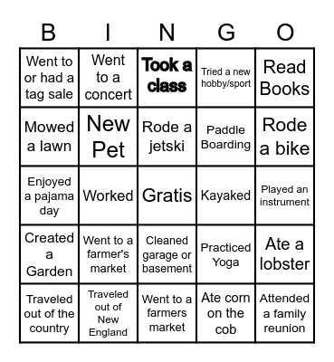 Getting to Know You Bingo Card