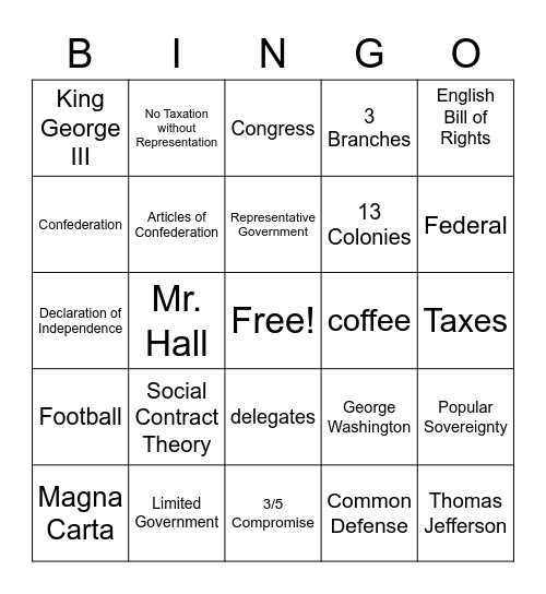 Chapter 2 Bingo Card