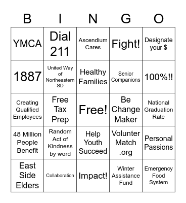 Unite For Our Communities Bingo Card