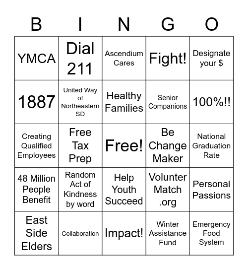 Unite For Our Communities Bingo Card