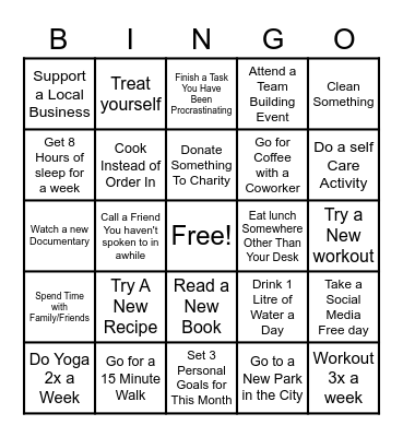 Wellness Month Bingo Card